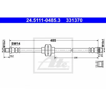 Flexible de frein ATE 24.5111-0485.3 pour RENAULT KANGOO 1.5 DCI 110 - 110cv