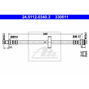 Flexible de frein ATE 24.5112-0340.3 pour OPEL CORSA 1.4 LPG - 90cv
