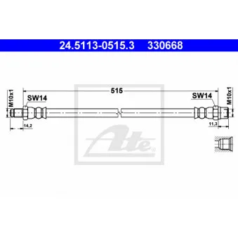 Flexible de frein ATE 24.5113-0515.3 pour MERCEDES-BENZ VITO 110 CDI 2.2 - 102cv