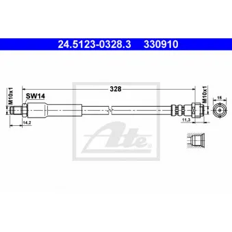 Flexible de frein ATE 24.5123-0328.3 pour MERCEDES-BENZ VITO 111 CDI 2.2 - 109cv