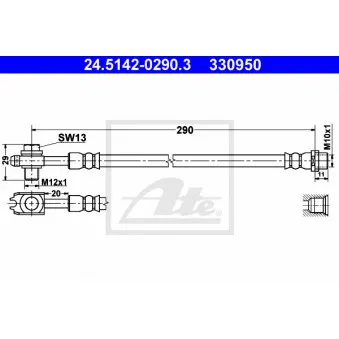Flexible de frein ATE 24.5142-0290.3 pour VOLKSWAGEN PASSAT 2.8 V6 Syncro/4motion - 193cv