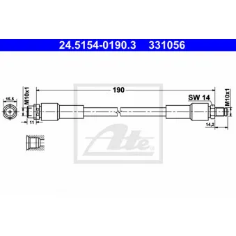 Flexible de frein ATE 24.5154-0190.3 pour AUDI A4 1.9 Di - 75cv