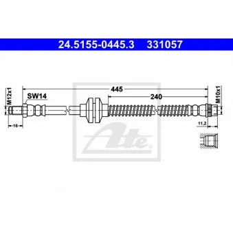 Flexible de frein ATE 24.5155-0445.3 pour RENAULT MEGANE 1.9 DCI - 120cv