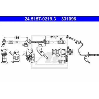 Flexible de frein ATE 24.5157-0219.3 pour OPEL ZAFIRA 1.6 - 115cv