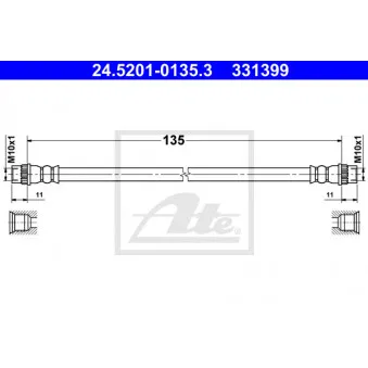 Flexible de frein ATE 24.5201-0135.3 pour RENAULT MEGANE 1.6 DCI - 130cv