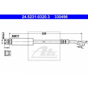 Flexible de frein ATE 24.5231-0320.3 pour OPEL CORSA 1.5 D - 50cv