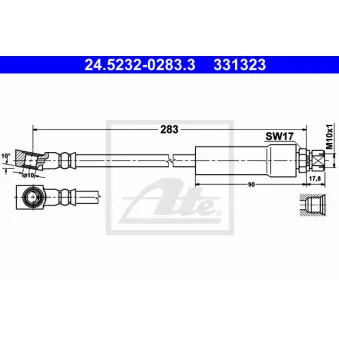 Flexible de frein ATE 24.5232-0283.3 pour OPEL CORSA 1.2 S - 55cv