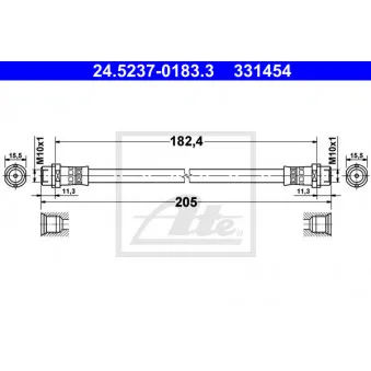 Flexible de frein ATE 24.5237-0183.3 pour VOLKSWAGEN PASSAT 2.0 TDI - 136cv