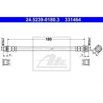 Flexible de frein ATE 24.5239-0180.3 pour RENAULT KANGOO 1.5 DCI - 90cv