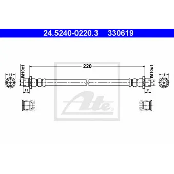 Flexible de frein ATE 24.5240-0220.3 pour OPEL ASTRA 1.7 DTI 16V - 75cv