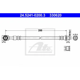 Flexible de frein ATE 24.5241-0200.3 pour OPEL ASTRA 1.6 16V - 101cv