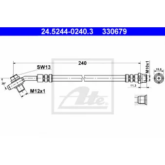 Flexible de frein ATE 24.5244-0240.3 pour AUDI A4 2.5 TDI - 150cv