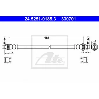 Flexible de frein ATE 24.5251-0185.3 pour RENAULT LAGUNA 2.0 DCI GT - 178cv