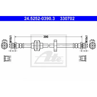 Flexible de frein ATE 24.5252-0390.3 pour RENAULT LAGUNA 1.9 DCI - 110cv