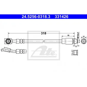 Flexible de frein ATE 24.5256-0318.3 pour OPEL MERIVA 1.4 16V Twinport - 90cv