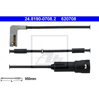 Contact d'avertissement, usure des plaquettes de frein ATE 24.8190-0708.2