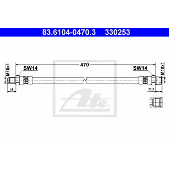 Flexible de frein ATE 83.6104-0470.3 pour MERCEDES-BENZ T2/LN1 709 D - 86cv
