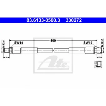 Flexible de frein ATE 83.6133-0500.3 pour MERCEDES-BENZ T2/L L 508 DG - 85cv