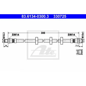 Flexible de frein ATE 83.6134-0300.3 pour VOLVO FMX 2,4 TD - 113cv