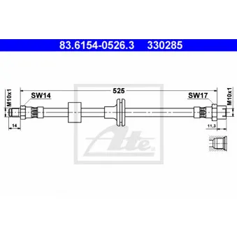 Flexible de frein ATE 83.6154-0526.3 pour MERCEDES-BENZ CLASSE E E 300 T Turbo-D 4-matic - 147cv