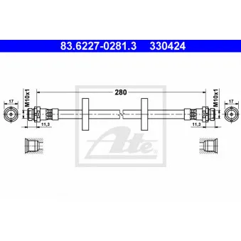 Flexible de frein ATE 83.6227-0281.3 pour FORD MONDEO 2.0 i 16V - 136cv