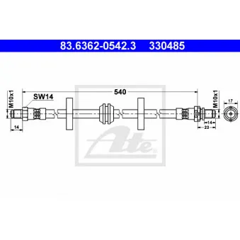 Flexible de frein ATE 83.6362-0542.3 pour FORD MONDEO 1.8 TD - 90cv