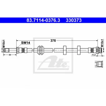 Flexible de frein ATE 83.7114-0376.3 pour FORD MONDEO 2.5 i 24V - 170cv
