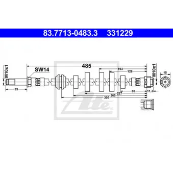 Flexible de frein ATE 83.7713-0483.3 pour AUDI Q5 2.0 TDI - 143cv