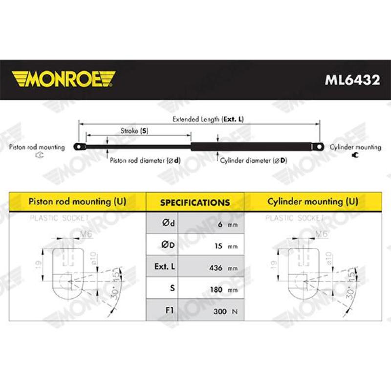 Vérin, capot-moteur MONROE ML6432 - Visuel 2