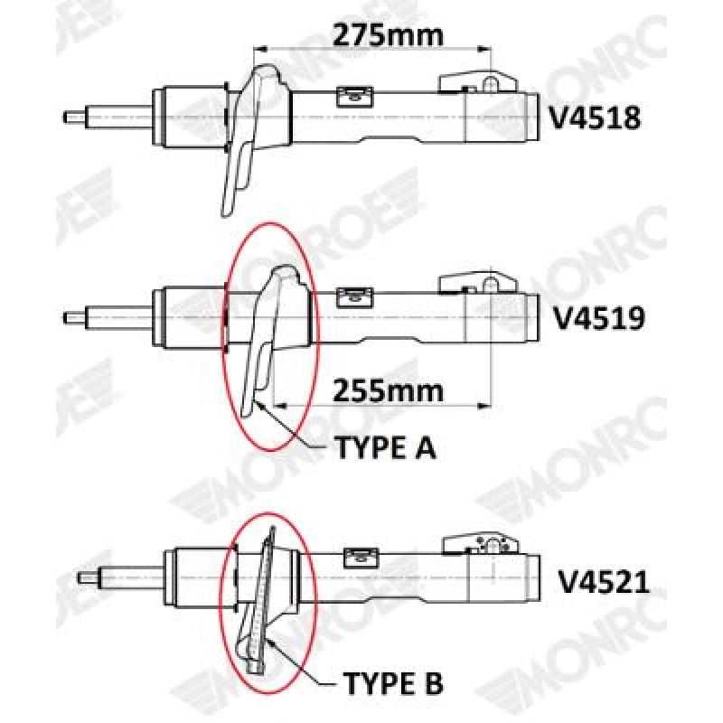 Jeu de 2 amortisseurs avant MONROE V4521 - Visuel 1