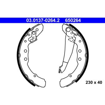Jeu de mâchoires de frein ATE 03.0137-0264.2 pour DAEWOO TICO 1.6 E - 101cv