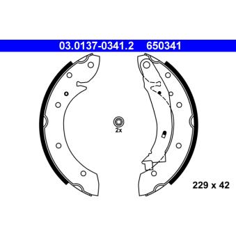 Jeu de mâchoires de frein ATE 03.0137-0341.2 pour CITROEN BERLINGO 1.4 i - 75cv