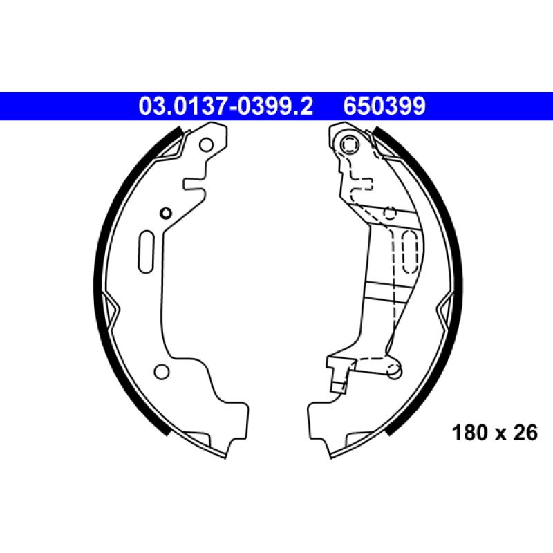 Jeu de mâchoires de frein ATE 03.0137-0399.2 - Visuel 1