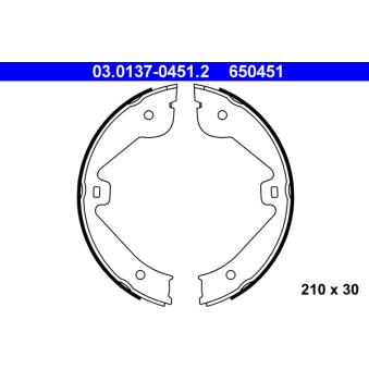 Jeu de mâchoires de frein, frein de stationnement ATE 03.0137-0451.2 pour AUDI A7 3.0 TDI quattro - 204cv