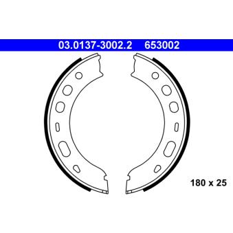 Jeu de mâchoires de frein, frein de stationnement ATE 03.0137-3002.2 pour PORSCHE BOXSTER 2.0 - 300cv