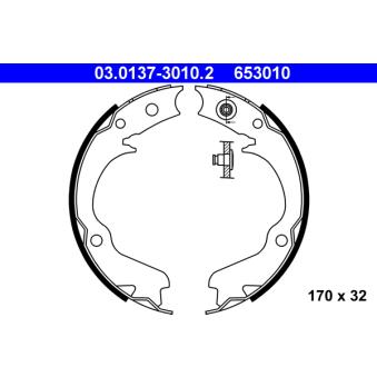 Jeu de mâchoires de frein, frein de stationnement ATE 03.0137-3010.2 pour SUBARU LEGACY 2000 - 116cv