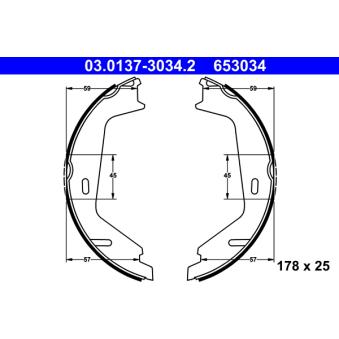 Jeu de mâchoires de frein, frein de stationnement ATE 03.0137-3034.2 pour AUDI TT T5 - 241cv