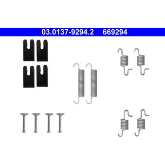 Kit d'accessoires, mâchoires de frein de stationnement ATE 03.0137-9294.2 pour PEUGEOT PARTNER 1.6 VVT-i - 110cv