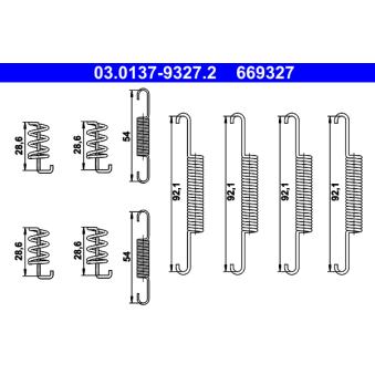Kit d'accessoires, mâchoires de frein de stationnement ATE 03.0137-9327.2