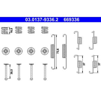 Kit d'accessoires, mâchoires de frein de stationnement ATE [03.0137-9336.2]