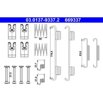 Kit d'accessoires, mâchoires de frein de stationnement ATE [03.0137-9337.2]