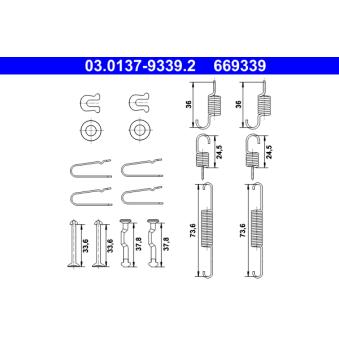 Kit d'accessoires, mâchoires de frein de stationnement ATE [03.0137-9339.2]