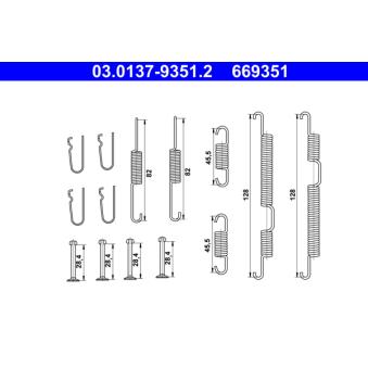 Kit d'accessoires, mâchoire de frein ATE 03.0137-9351.2 pour HYUNDAI ACCENT 1.4 GL - 97cv