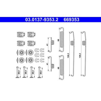 Kit d'accessoires, mâchoire de frein ATE [03.0137-9353.2]