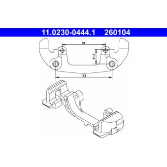 Support, étrier de frein ATE 11.0230-0444.1