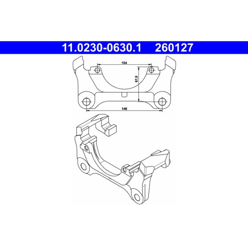 Support, étrier de frein ATE 11.0230-0630.1 - Visuel 1