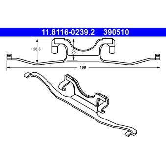 Ressort, étrier de frein ATE 11.8116-0239.2 pour BMW Série 5 525 tds - 143cv