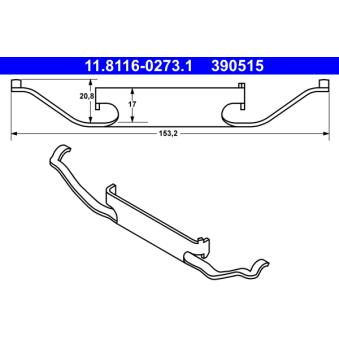 Ressort, étrier de frein ATE 11.8116-0273.1 pour BMW X3 2.0d - 150cv