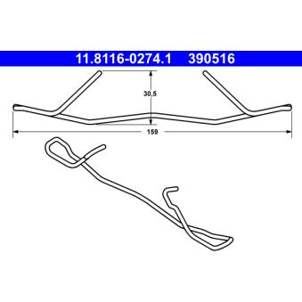 Ressort, étrier de frein ATE 11.8116-0274.1 pour KIA PRO CEED Cooper S - 163cv