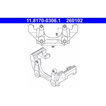 Support, étrier de frein ATE 11.8170-0306.1 pour RENAULT R11 1.9 TDI - 110cv